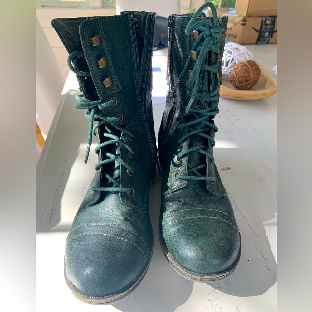 women's olive green combat boots